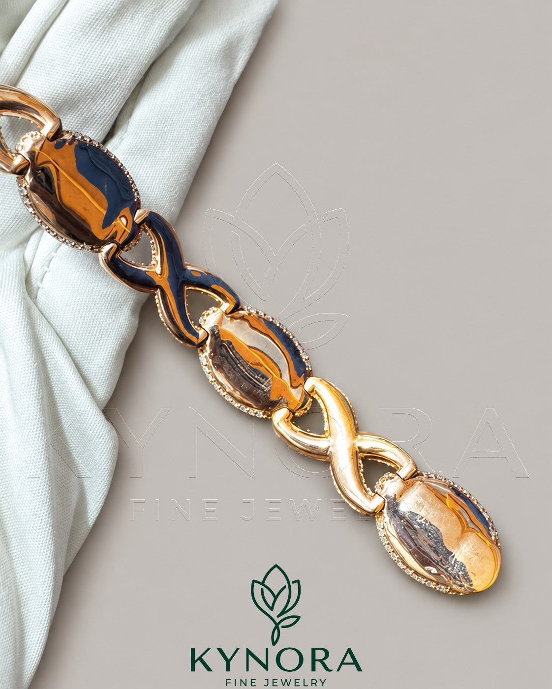 Unisex 12mm iced out infinity evil eye sterling silver bracelet by Kynora Jewels with sparkling cubic zirconia accents.