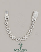 Kynora Jewels 10MM VVS1 Moissanite diamond infinity bracelet featuring a sleek hip-hop style design with sparkling stones.