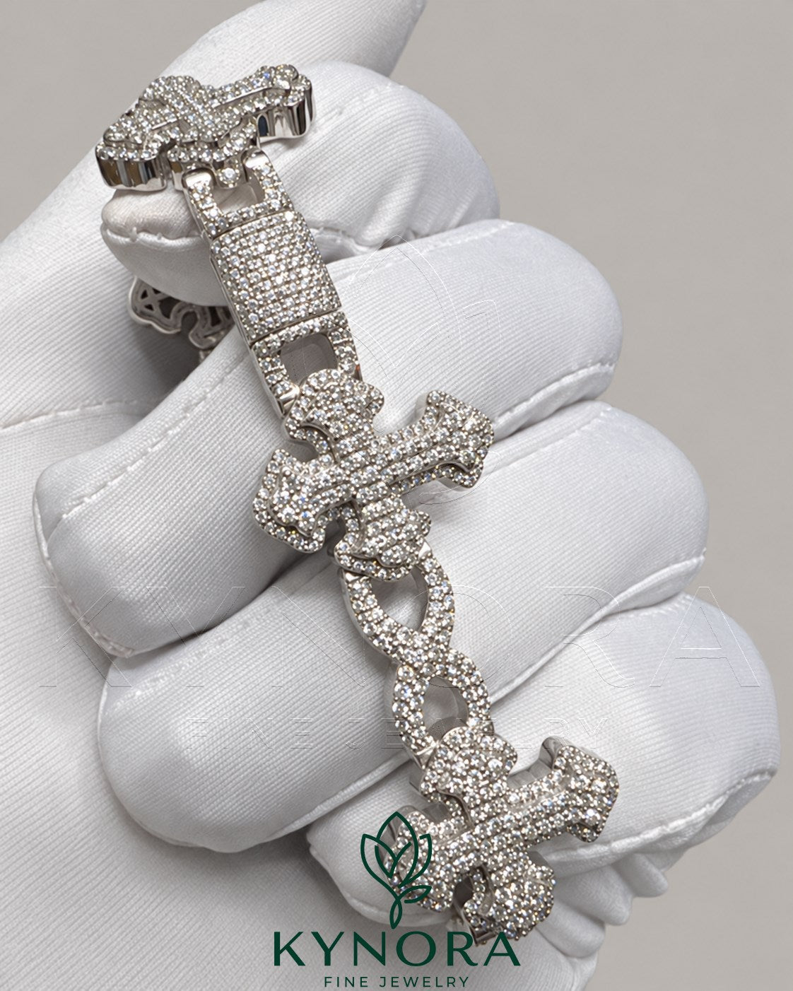 Fully Iced out CROSS Moissanite Hip hop Diamond Bracelet Secondary image