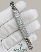 Unisex VVS lab diamond bracelet by Kynora Jewels featuring a sterling silver hip-hop style bracelet with sparkling diamonds.