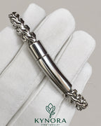 Unisex VVS lab diamond bracelet by Kynora Jewels featuring a hip-hop style sterling silver bracelet with lab-grown diamonds.