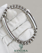 Unisex VVS lab diamond sterling silver hip-hop bracelet by Kynora Jewels featuring a stylish chain design.