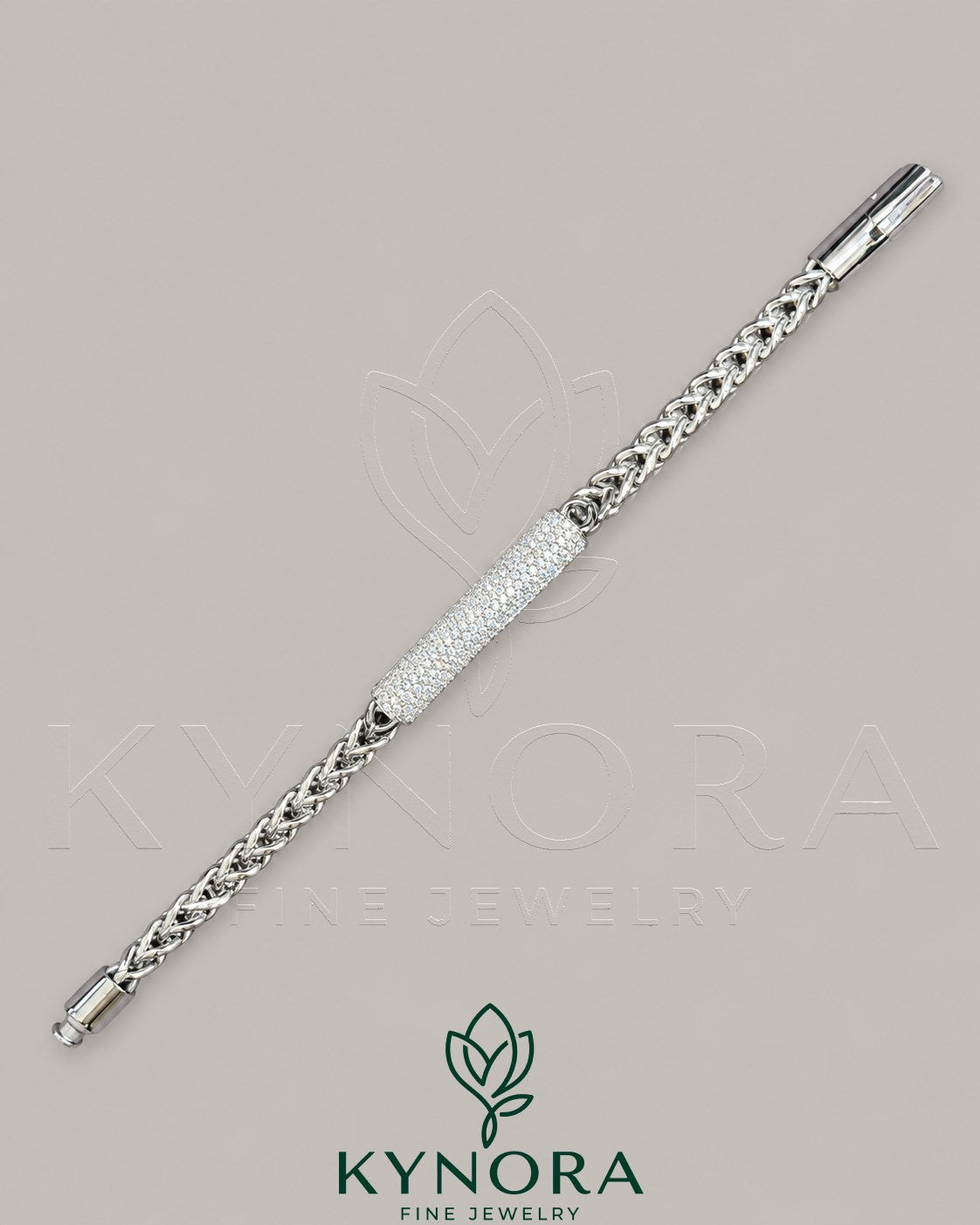 VVS lab diamond with 925 sterling silver hip-hop bracelet by Kynora Jewels, unisex design featuring a bold, stylish look. Main image