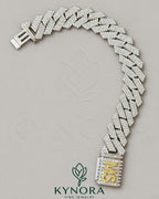 18mm lab diamond solid 925 sterling silver custom hip hop bracelet with lock design by Kynora Jewels