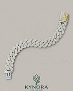 18mm Lab Diamond solid 925 sterling silver hip hop bracelet with custom lock by Kynora Jewels.