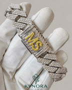 18mm lab diamond solid 925 sterling silver hip hop bracelet with customized lock by Kynora Jewels