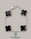Black Arpels 925 Sterling Silver Van Cleef hip-hop bracelet by Kynora Jewels featuring bold silver design and intricate detailing.