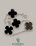 Black Arpels 925 Sterling Silver Van Cleef-style hip-hop bracelet by Kynora Jewels featuring bold, stylish silver design.