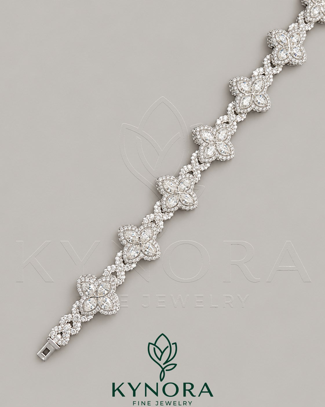 VVS1 moissanite diamond silver hip-hop bracelet by Kynora Jewels featuring sparkling stones and a bold design.