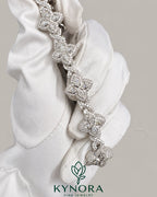 VVS1 moissanite diamond silver hip-hop bracelet by Kynora Jewels with bold chain design and sparkling stones.