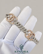 VVS moissanite diamond sterling silver hip-hop bracelet by Kynora Jewels featuring a classic style and bold design.