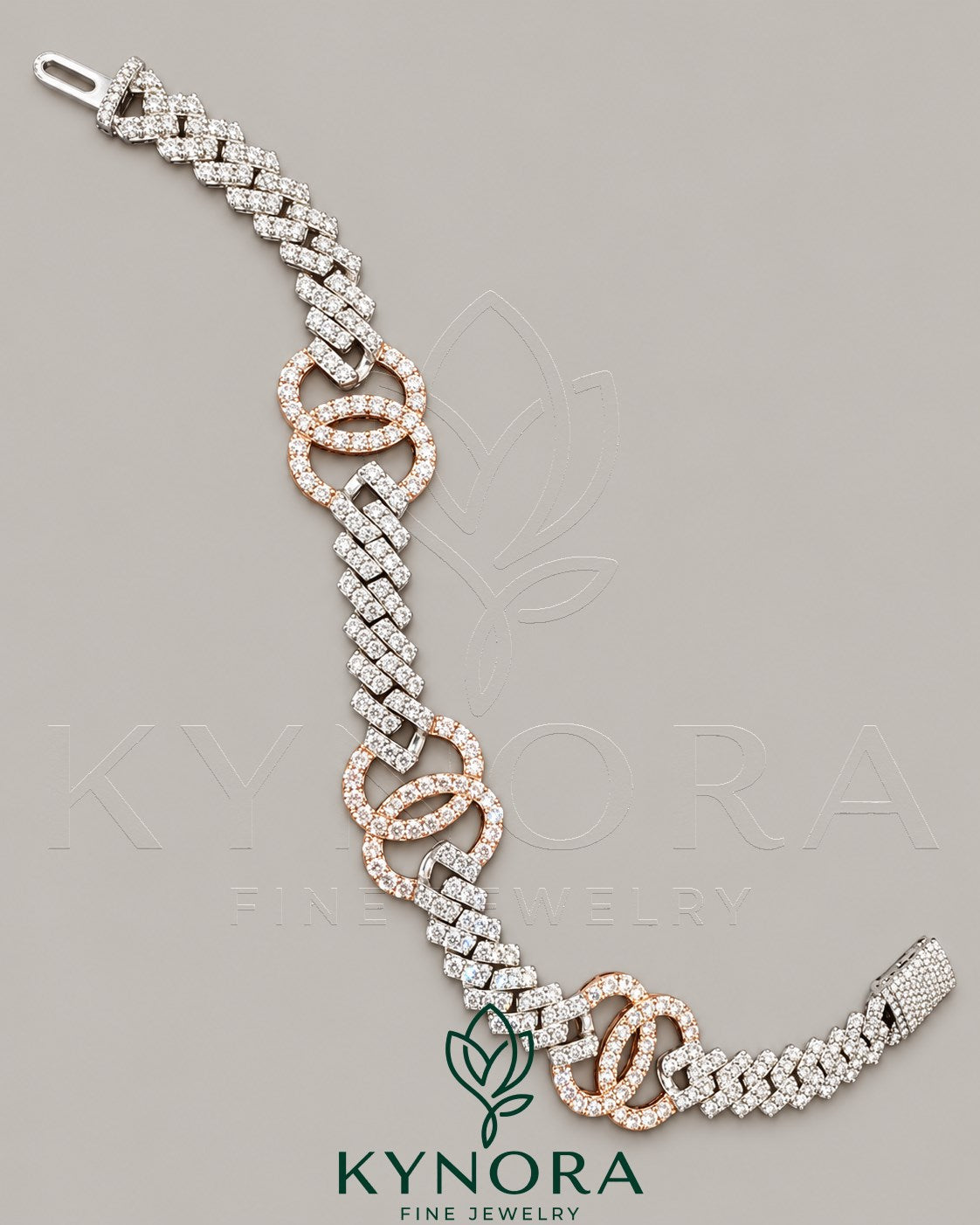 VVS moissanite diamond silver hip-hop bracelet by Kynora Jewels featuring classic style and sterling silver craftsmanship.