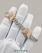 Kynora Jewels VVS1 moissanite butterfly-shaped hip-hop bracelet with sparkling diamond-like stones on a silver chain.