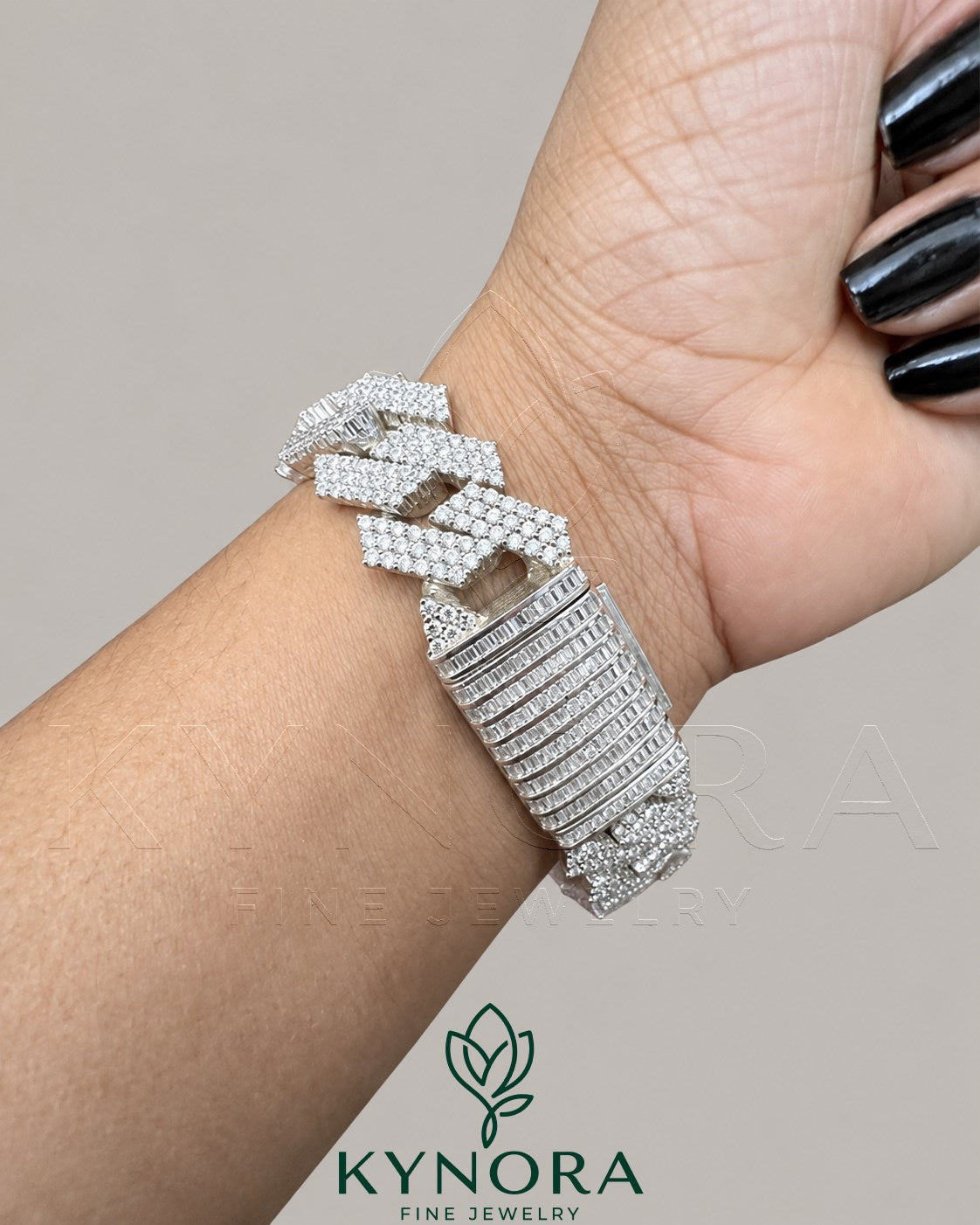 18mm Moissanite Diamond Solid 925 Sterling Silvre  Rapper Hip hop Bracelet Secondary image