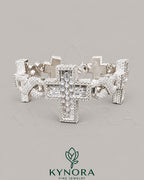 Fully iced out cross moissanite diamond hip hop bracelet in 925 sterling silver with gold plating, stylish Kynora Jewels accessory.