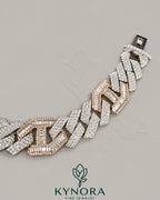 VVS Moissanite diamond hip hop bracelet in two-tone sterling silver with Cuban link design from Kynora Jewels