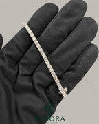 Kynora Jewels 3mm VVS Moissanite diamonds eternity tennis bracelet featuring a sleek hip-hop style design with sparkling stones.