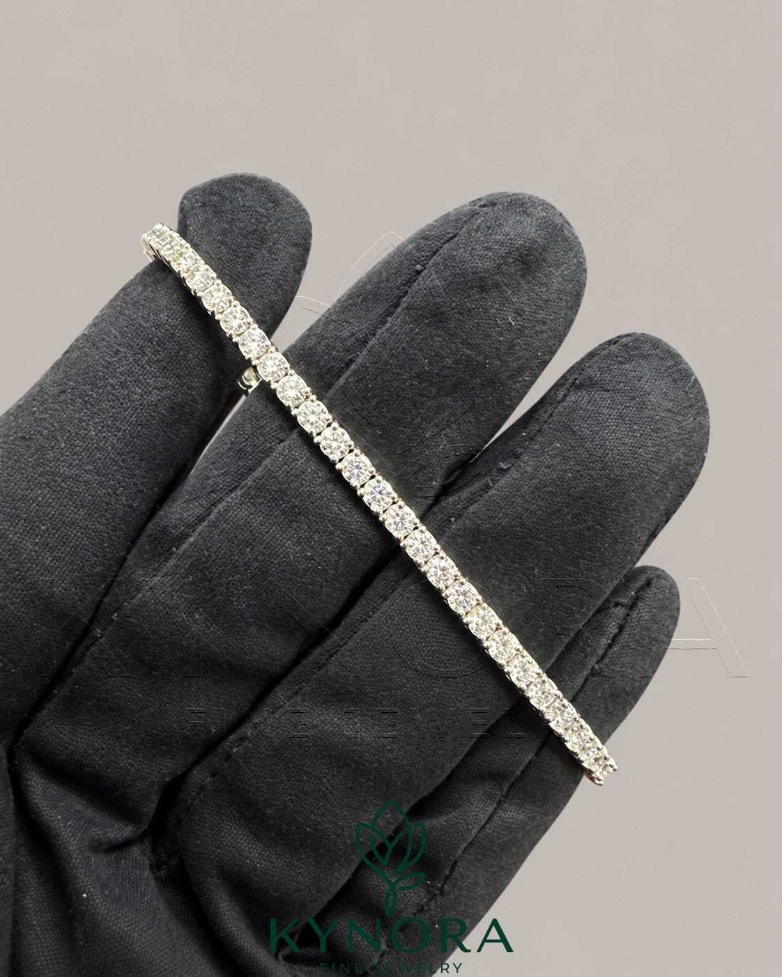 Kynora Jewels VVS Moissanite tennis bracelet featuring 3mm sparkling diamonds in a stylish hiphop design.