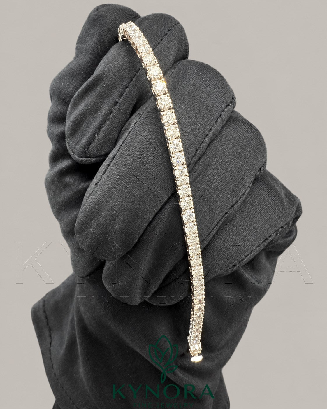 Kynora Jewels 3mm VVS Moissanite diamonds eternity tennis bracelet featuring a stylish hip-hop bracelet design.