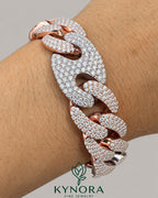 Two-tone gold and silver VVS moissanite diamond Miami Cuban box lock bracelet by Kynora Jewels with hip-hop style design.