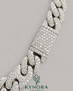 Sterling silver hip-hop bracelet with 10mm moissanite diamonds from Kynora Jewels, featuring a bold, stylish design.
