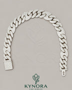 Sterling silver hip-hop bracelet with 10mm moissanite diamonds from Kynora Jewels, featuring a bold, stylish design.