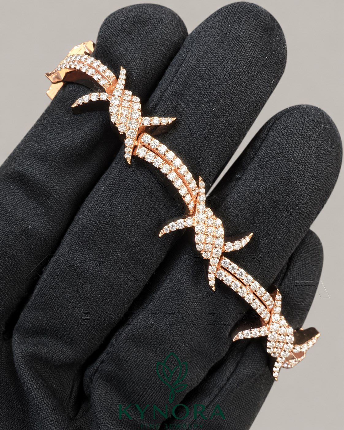 Kynora Jewels 12mm moissanite diamond hip-hop bracelet with 925 silver wire, featuring a bold, modern jewelry design.