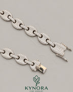 12mm Moissanite diamond sterling silver hiphop bracelet by Kynora Jewels featuring sparkling stones and a bold, stylish design.