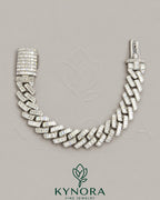14mm VVS Moissanite sterling silver hip hop Cuban bracelet with sparkling stones and bold design by Kynora Jewels