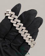 14mm VVS Moissanite Cuban bracelet in sterling silver, stylish hip hop design by Kynora Jewels, close-up of bracelet details.