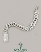 14mm VVS moissanite sterling silver hip hop Cuban bracelet with bold links, crafted by Kynora Jewels.