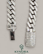14mm VVS Moissanite sterling silver hip hop Cuban bracelet by Kynora Jewels, featuring bold design and sparkling gemstones.
