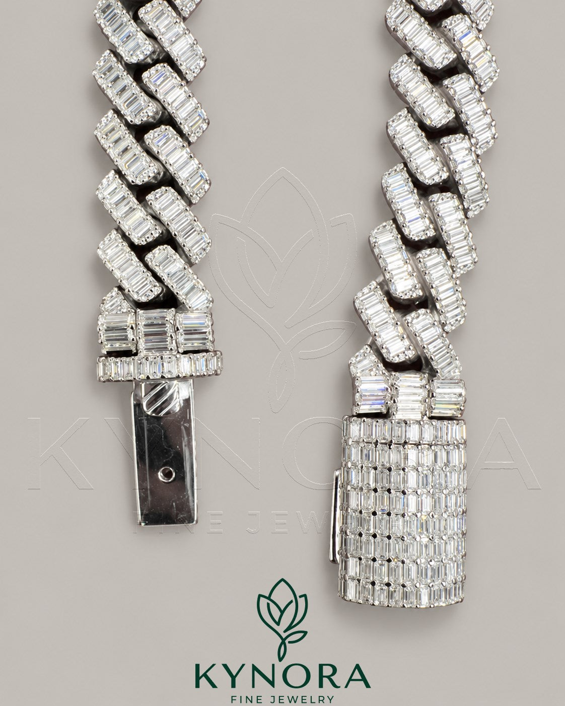 14mm VVS Moissanite sterling silver hip hop Cuban bracelet by Kynora Jewels, featuring bold design and sparkling gemstones.