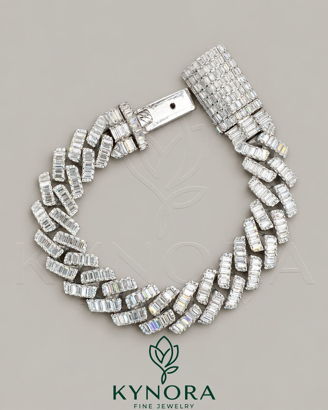 14mm VVS Moissanite Cuban hip hop bracelet in 925 sterling silver with bold, interconnected links, showcasing luxurious jewelry design.