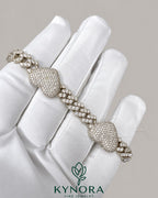 12mm men's VVS moissanite heart Cuban bracelet by Kynora Jewels featuring a sleek hip-hop style design.