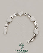 12mm men's VVS moissanite heart Cuban bracelet from Kynora Jewels featuring a stylish hip-hop design and sparkling gemstone accents.