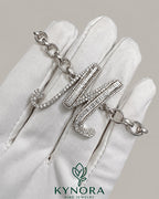 VVS Moissanite diamond "M" sterling silver anklet with hip hop style, featuring the Kynora Jewels logo design.