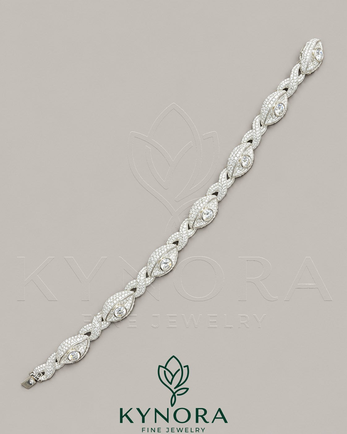 Kynora Jewels men's silver hip-hop bracelet featuring Infinity Evil Eye design with moissanite diamonds and 925 silver craftsmanship. Main image