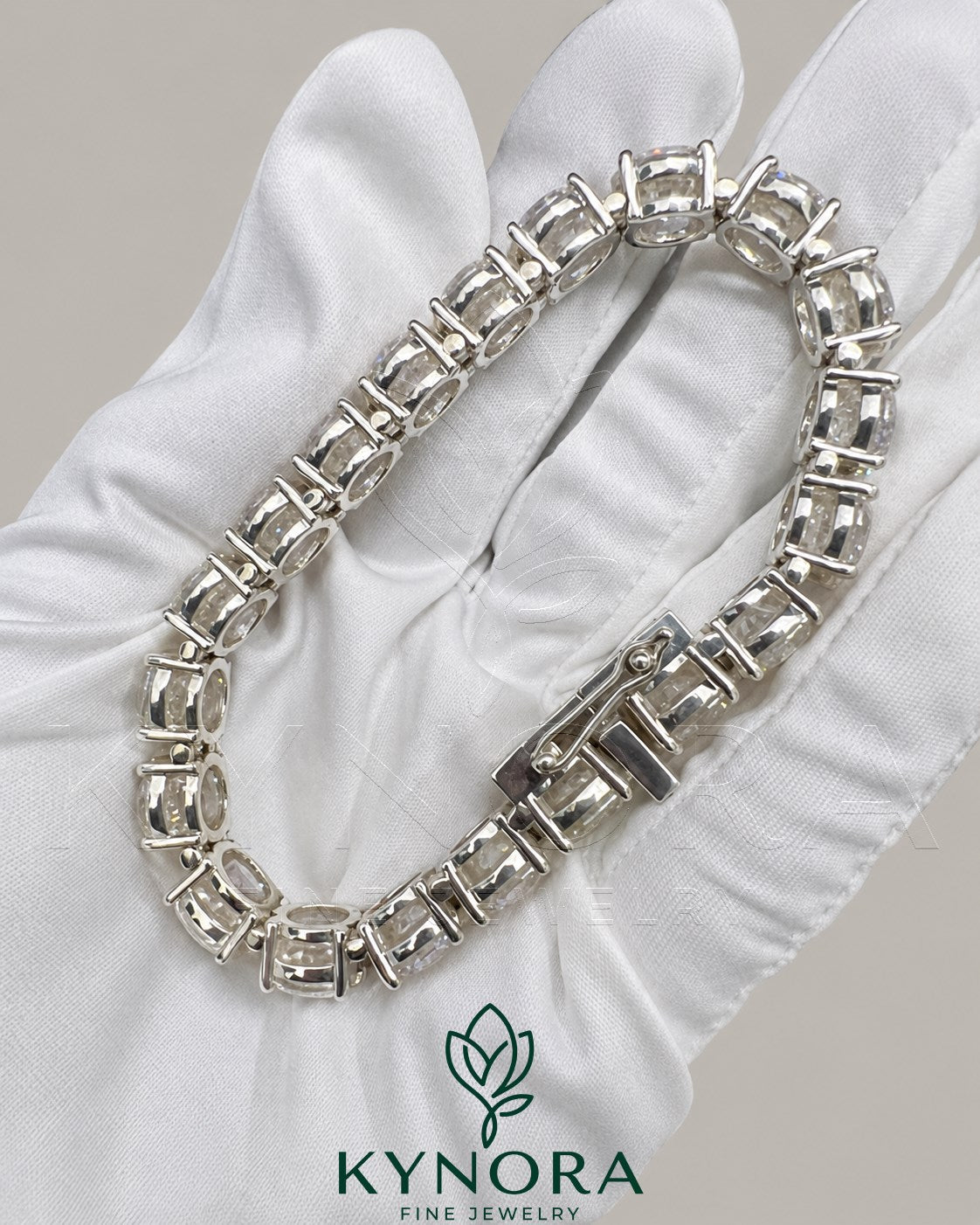 Men's 10mm VVS Moissanite round silver tennis bracelet by Kynora Jewels, stylish hip-hop bracelet with sparkling gemstones.