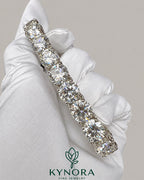 Men's 10mm VVS Moissanite round silver tennis bracelet by Kynora Jewels, stylish hip-hop men's jewelry bracelet.