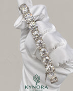 Kynora Jewels men's 10mm VVS moissanite round silver tennis bracelet, hip-hop style, crafted in 925 silver.