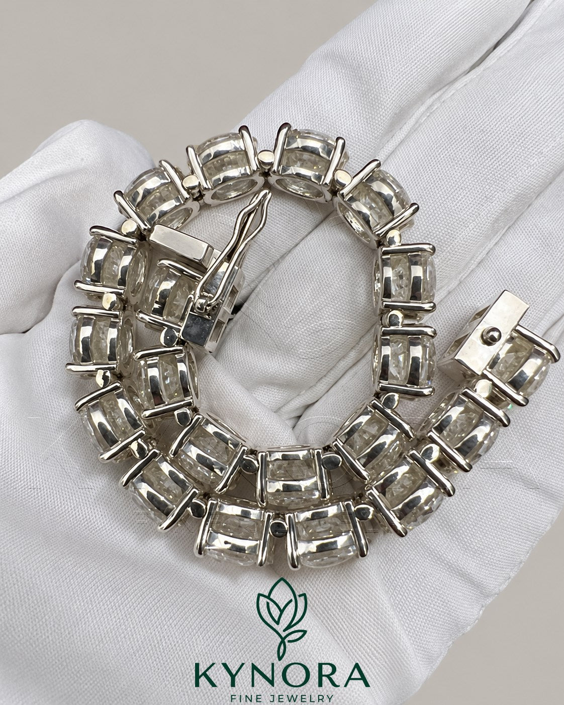 Kynora Jewels men's 10mm VVS moissanite round silver tennis bracelet, hip-hop style jewelry with polished silver finish