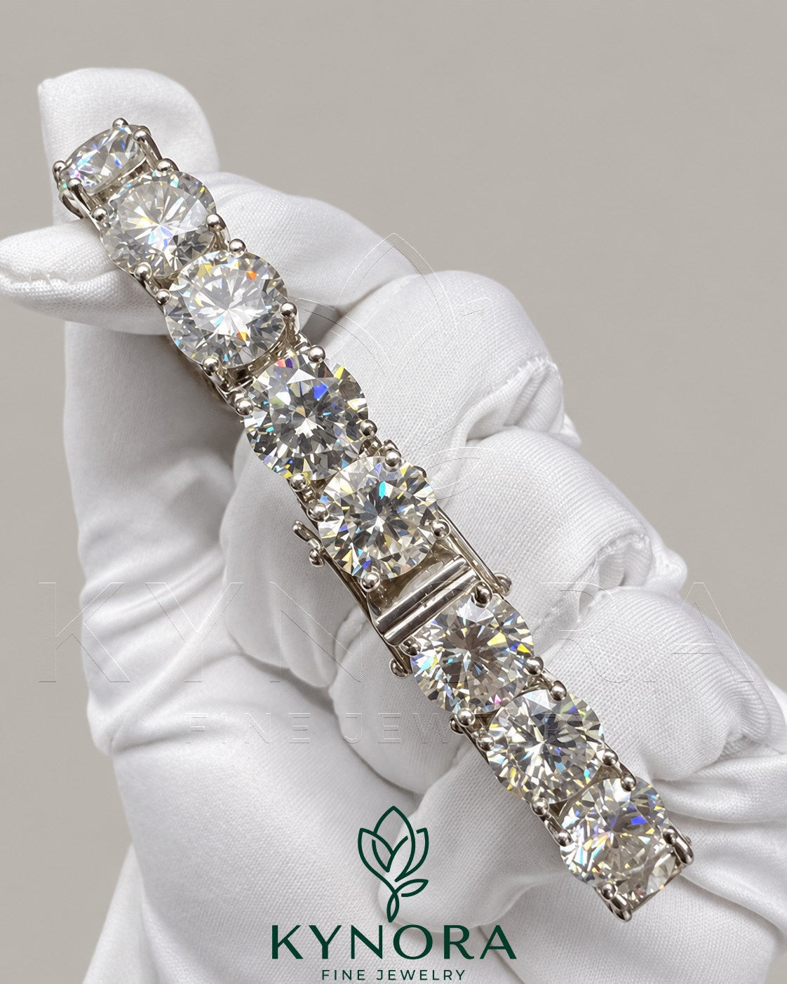 10mm VVS moissanite round silver tennis bracelet for men, hip-hop style, by Kynora Jewels featuring sparkling gemstone accents.