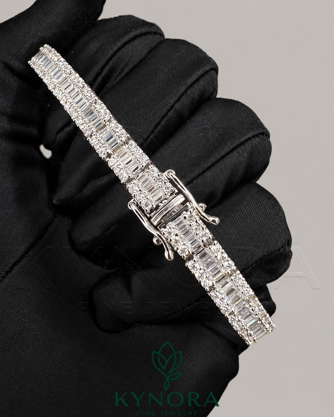 Kynora Jewels 6mm diamond tennis bracelet with 925 sterling silver, hip-hop style, showcasing sparkling diamonds and sleek silver links.