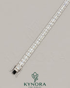 Sterling silver Kynora Jewels 6mm diamond tennis bracelet with hip-hop style design, featuring sparkling diamonds and silver links.