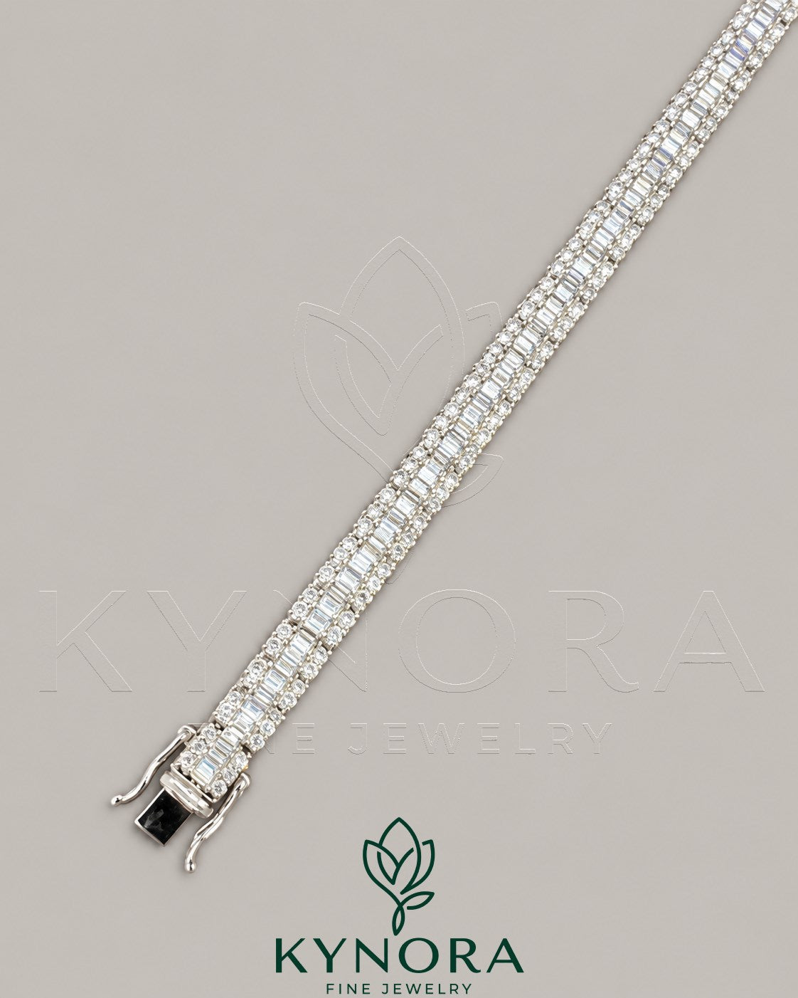 Sterling silver Kynora Jewels 6mm diamond tennis bracelet with hip-hop style design, featuring sparkling diamonds and silver links.