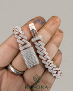 Men's 10MM iced-out 925 sterling silver moissanite Cuban bracelet by Kynora Jewels, showcasing a bold, sparkling hip-hop style jewelry piece.