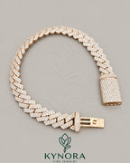 10MM men's iced-out 925 sterling silver moissanite Cuban bracelet by Kynora Jewels, showcasing a bold hip-hop style design.