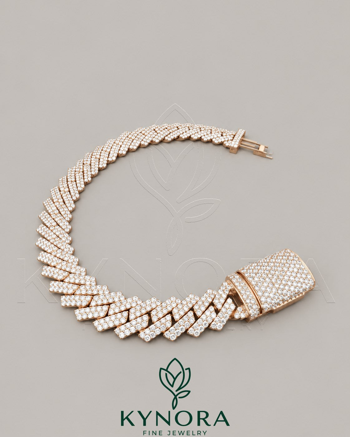 10mm men's iced out 925 sterling silver moissanite Cuban bracelet by Kynora Jewels, featuring a bold hip-hop style design. Main image
