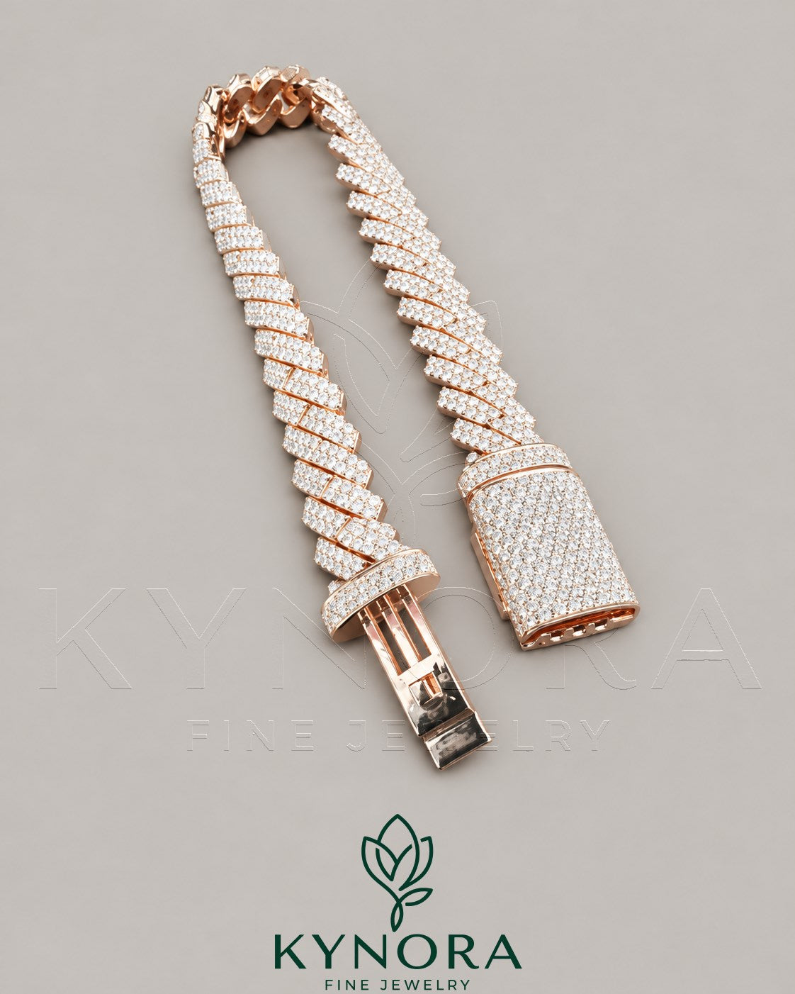 10MM men's iced out 925 sterling silver moissanite Cuban bracelet by Kynora Jewels, featuring a bold hip-hop style design.